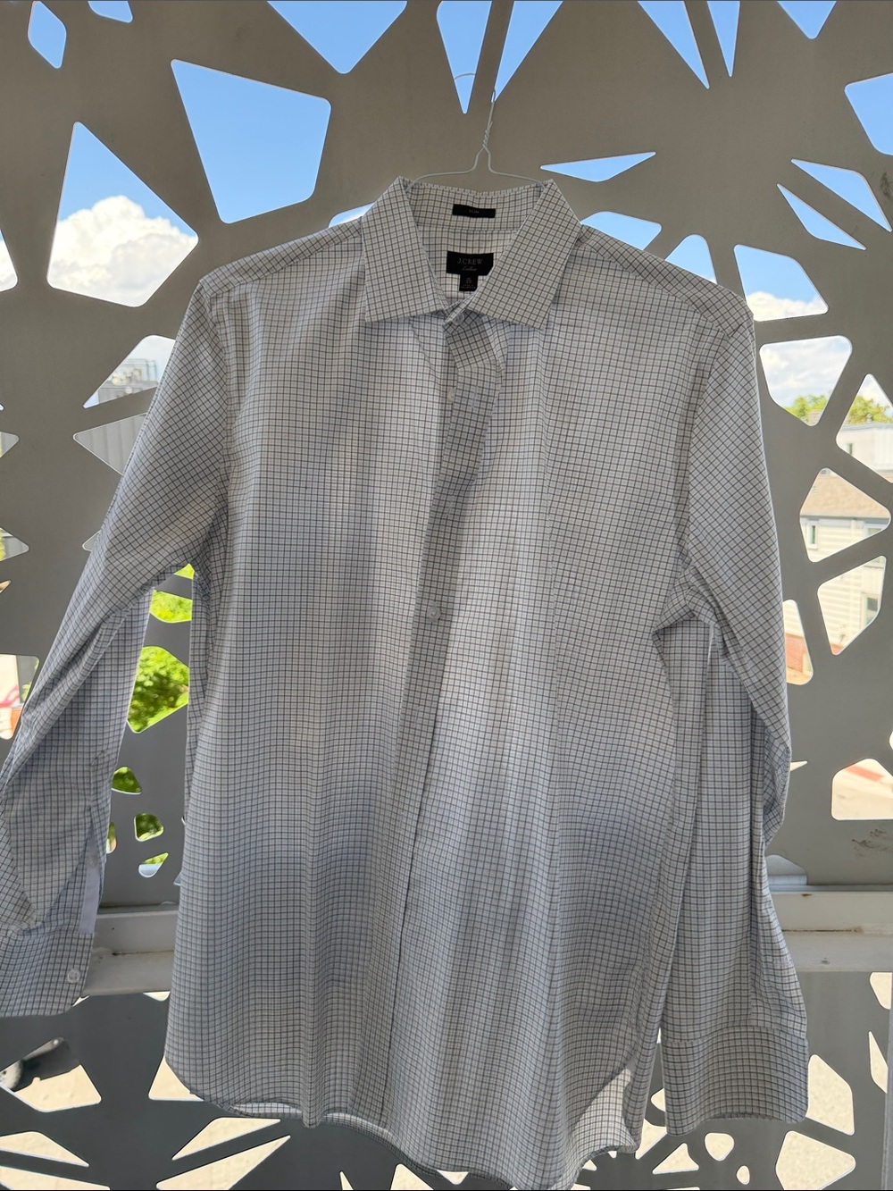 J. Crew Ludlow Light Blue & White Windowpane Dress Shirt